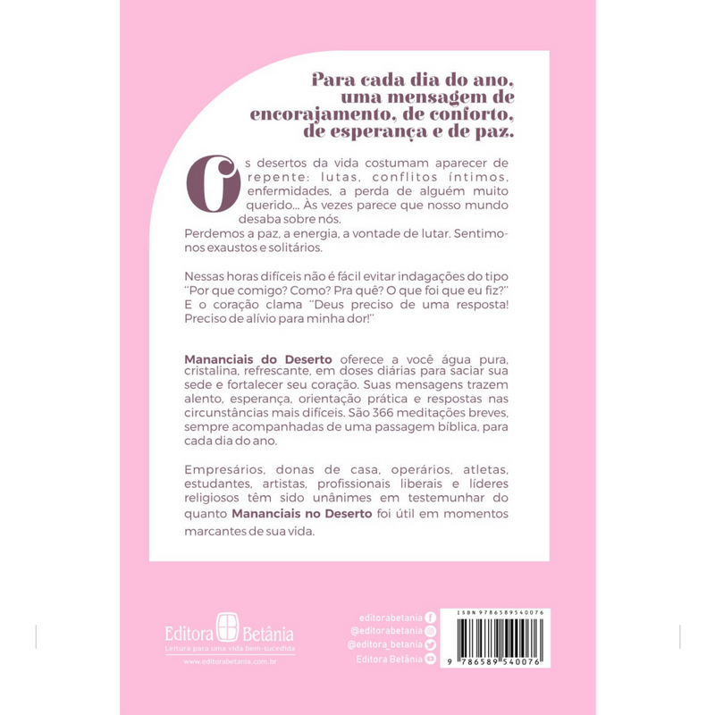Devocional | Mananciais no Deserto | Lettie Cowman | Capa Rosa